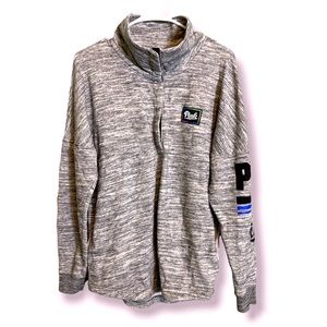 EUC PINK SNAP BUTTON DOWN LIGHT SWEAT SHIRT. MARBLE GRAY & WHITE